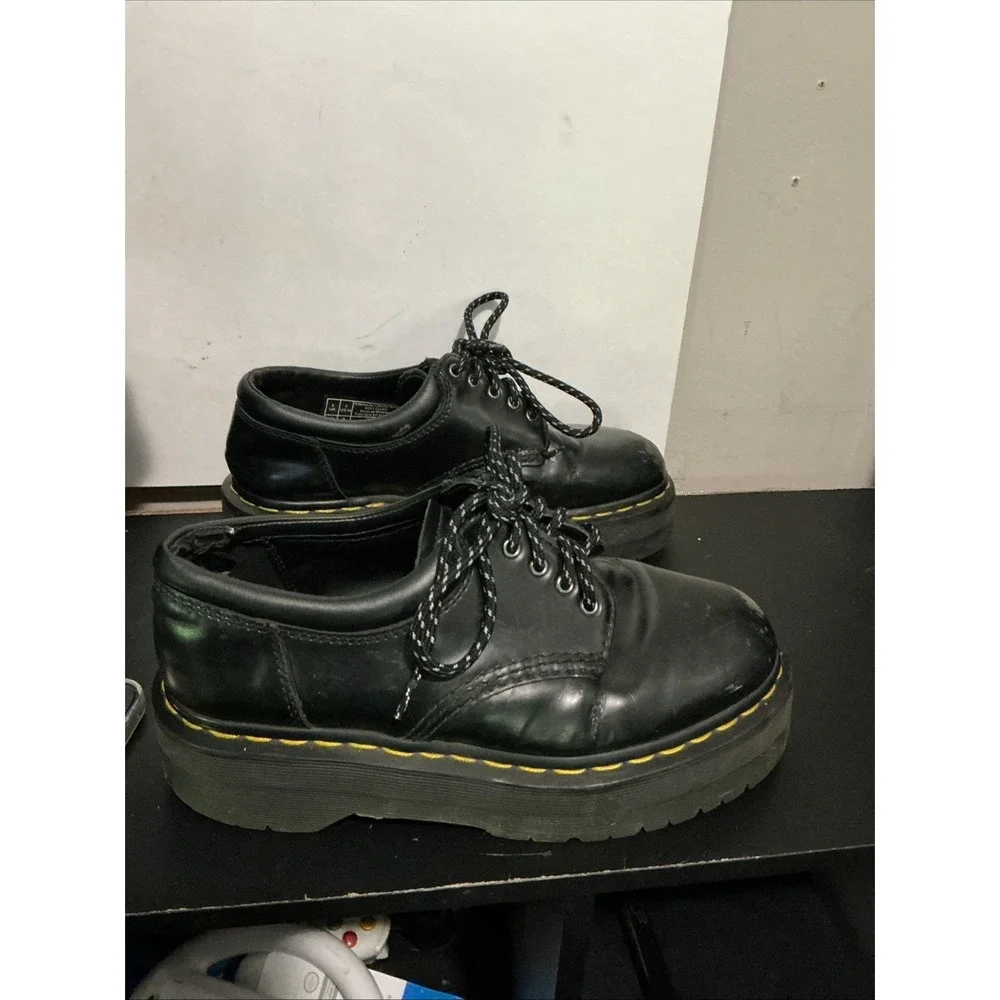 Dr. Martens Quad Platform Oxford Shoes Black Leather Women US 8 UK 6 EU 39 WEAR